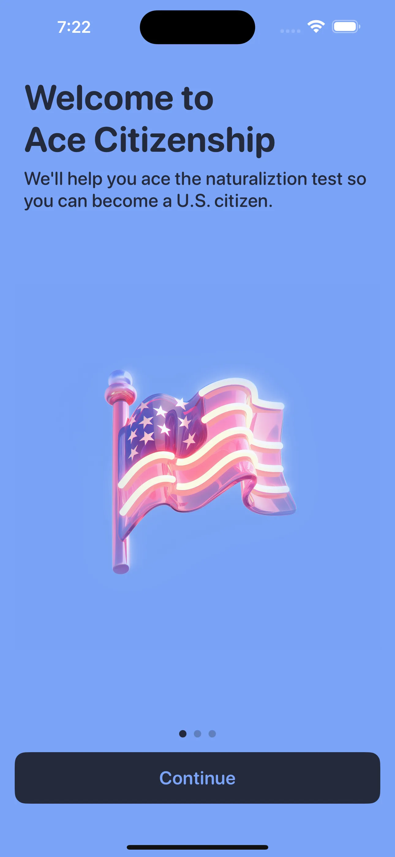Welcome screen