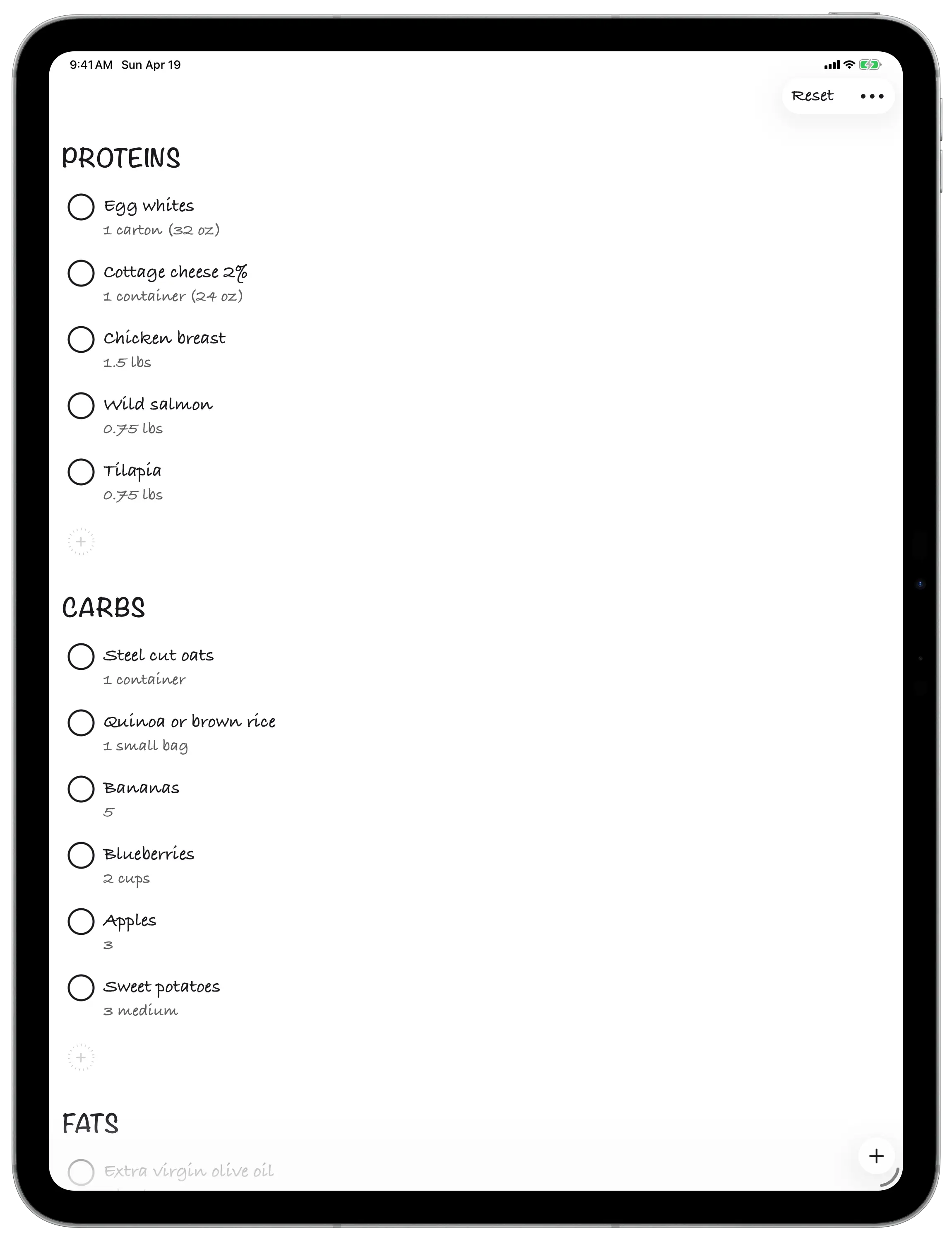 Get Bananas on iPad: the handwritten grocery list.