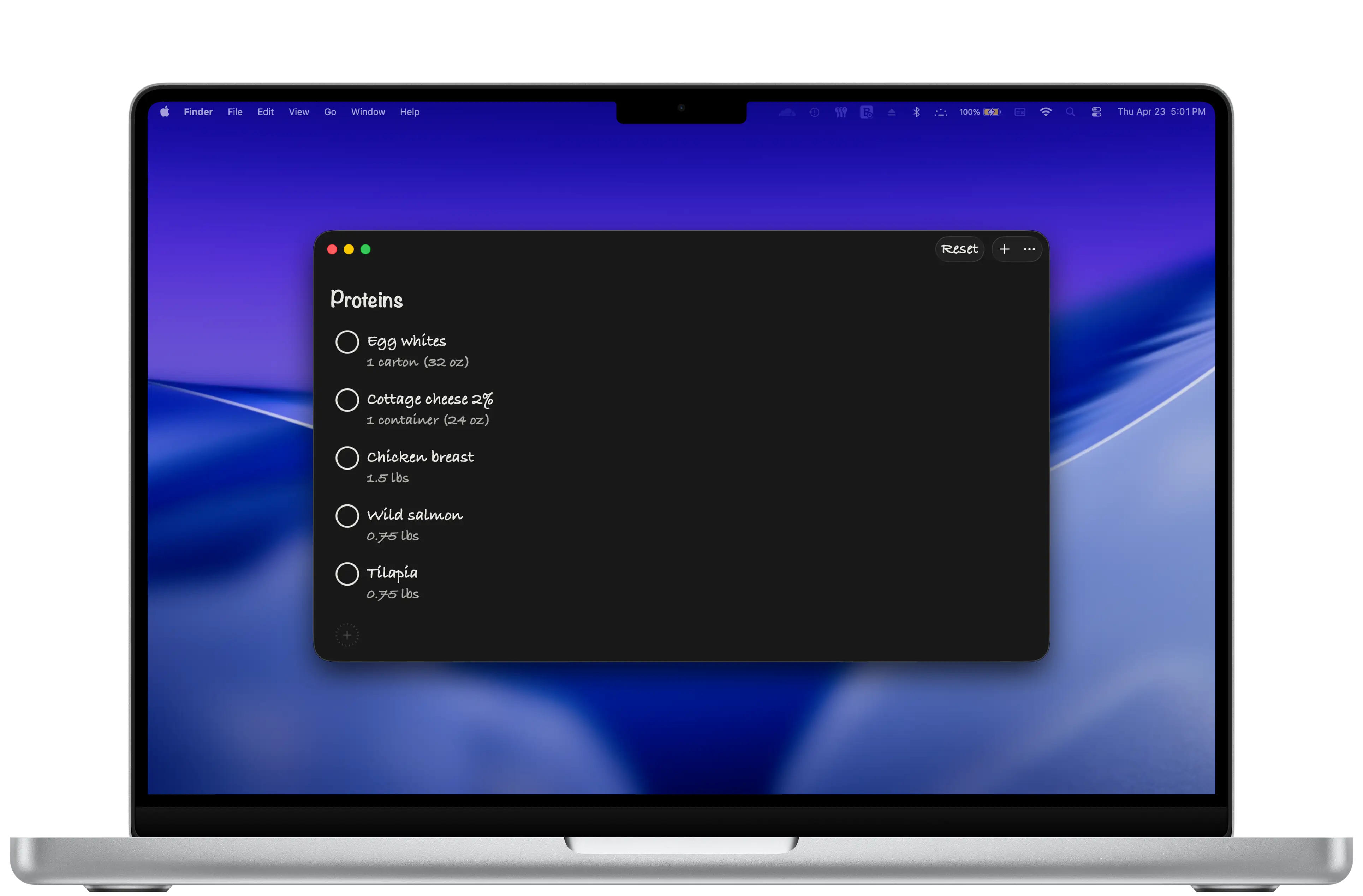 Get Bananas on Mac: the handwritten list in a desktop window.