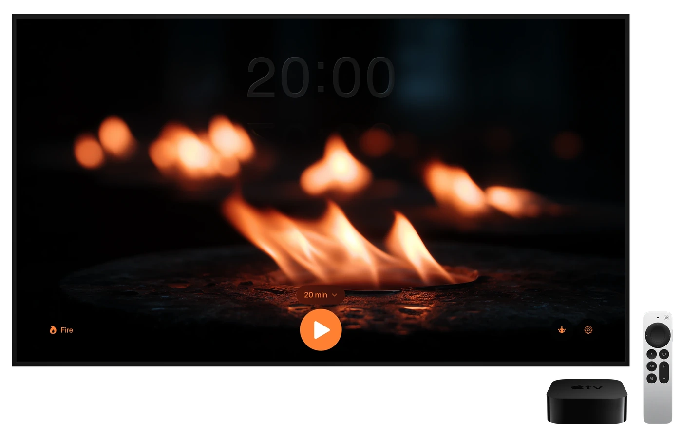 Return on Apple TV with the fire theme.