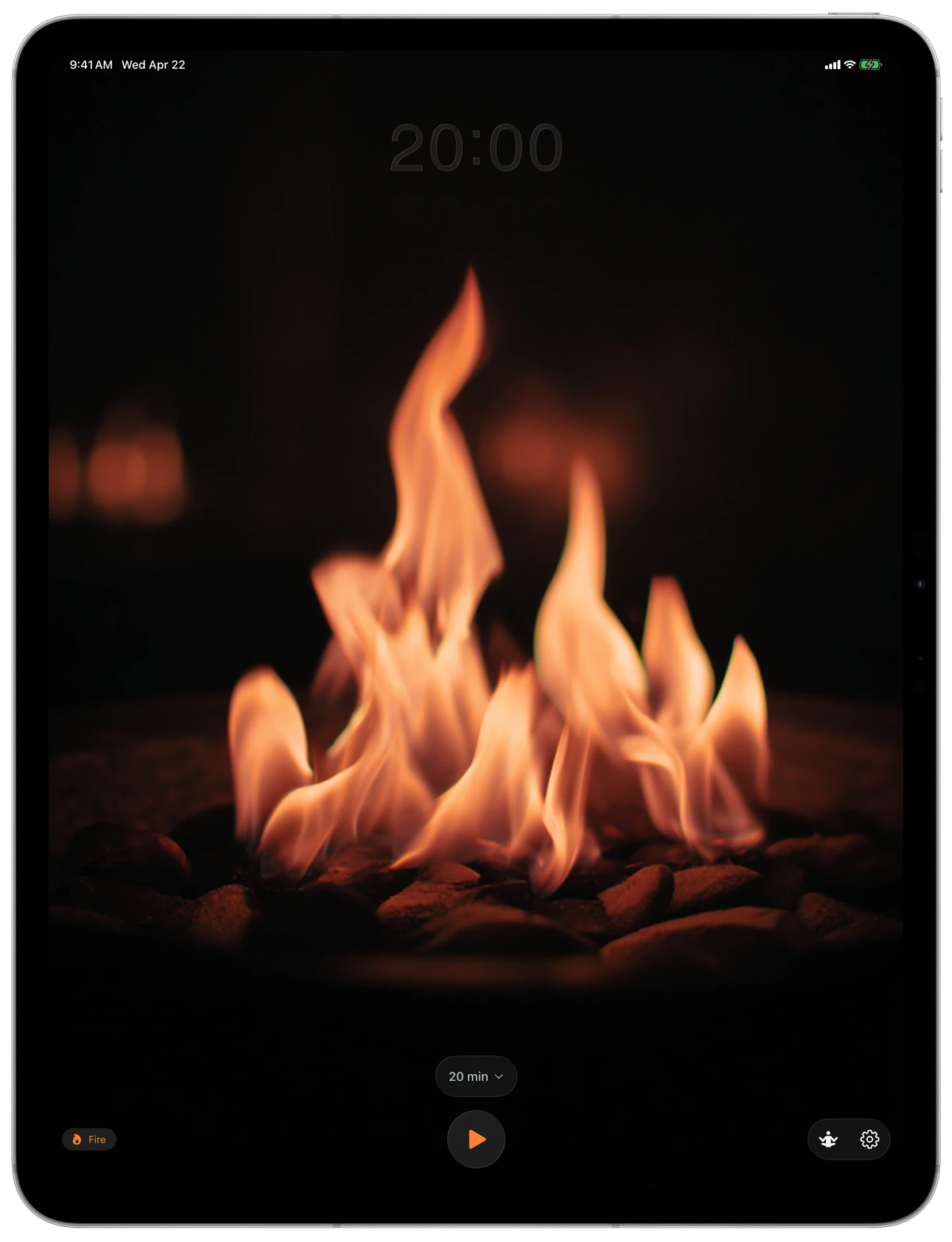 Return on iPad with the fire theme.